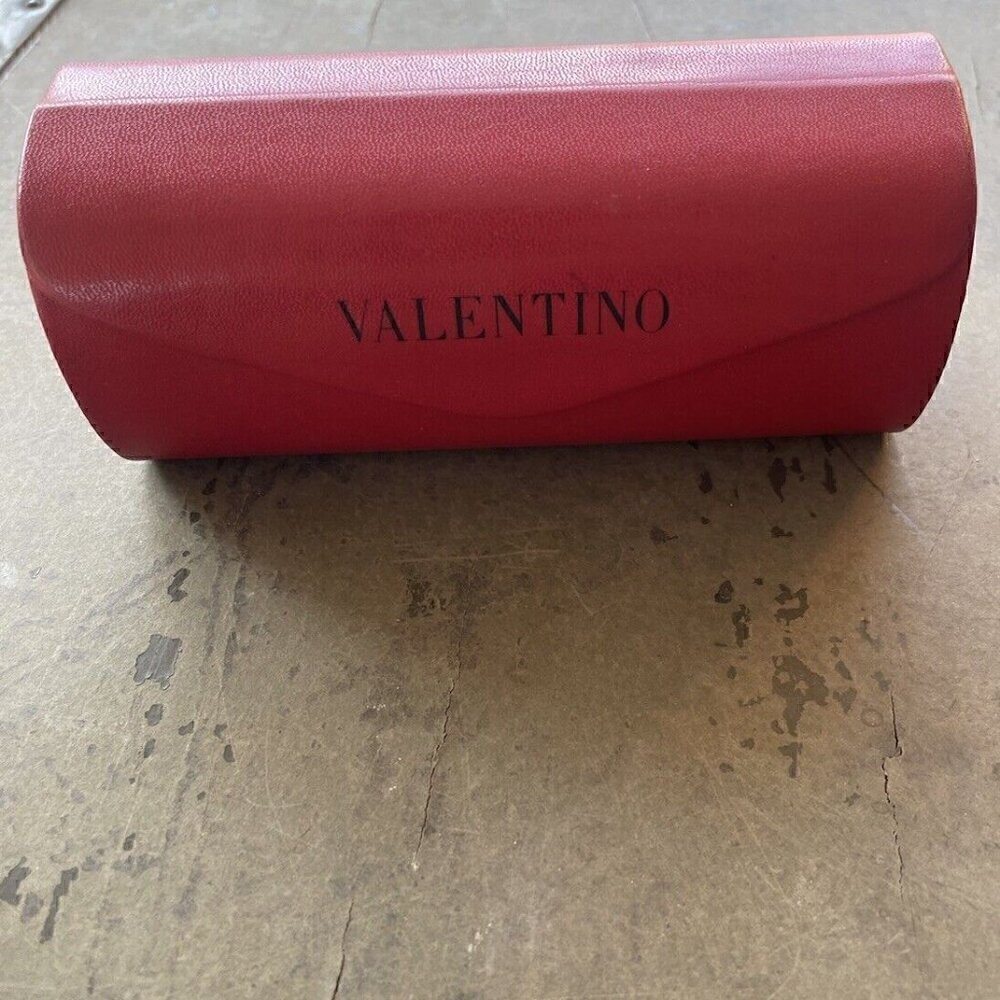 Valentino Garavani Red Hard Sunglass Eye Glass Case Magnetic Snap Close Leather